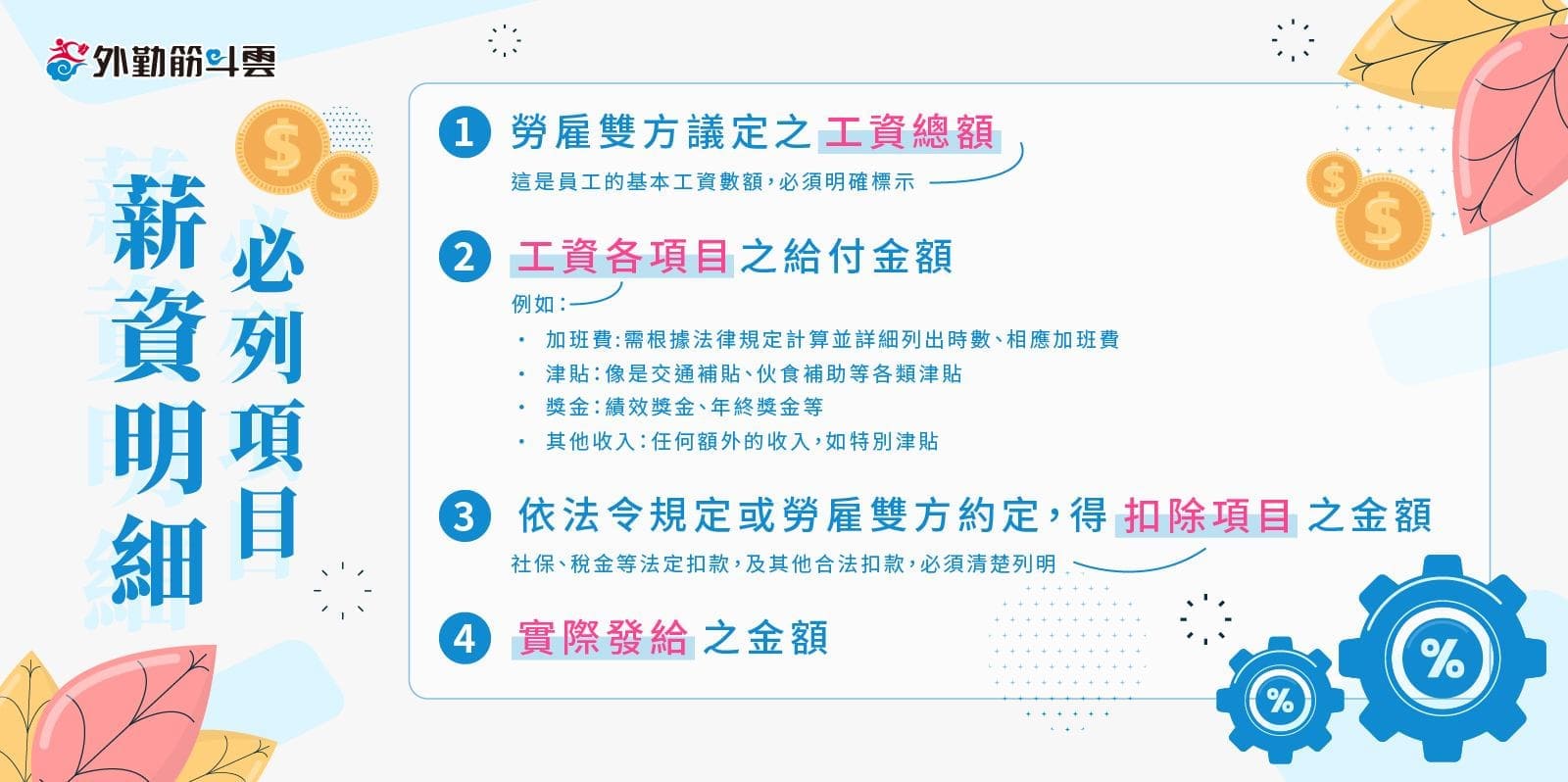 薪資明細 必列項目 工資總額 工資各項目 扣項 實發金額